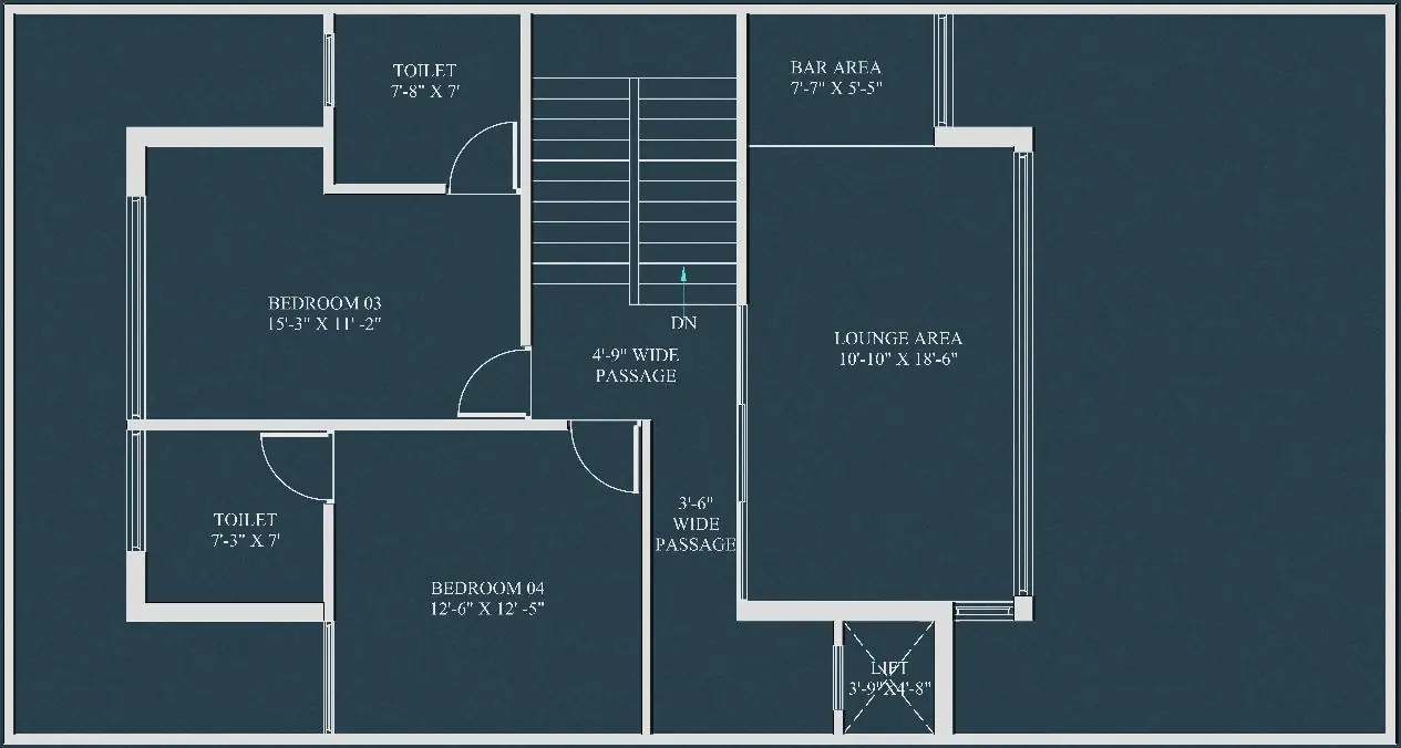 Complete 5 BHK second floor plan